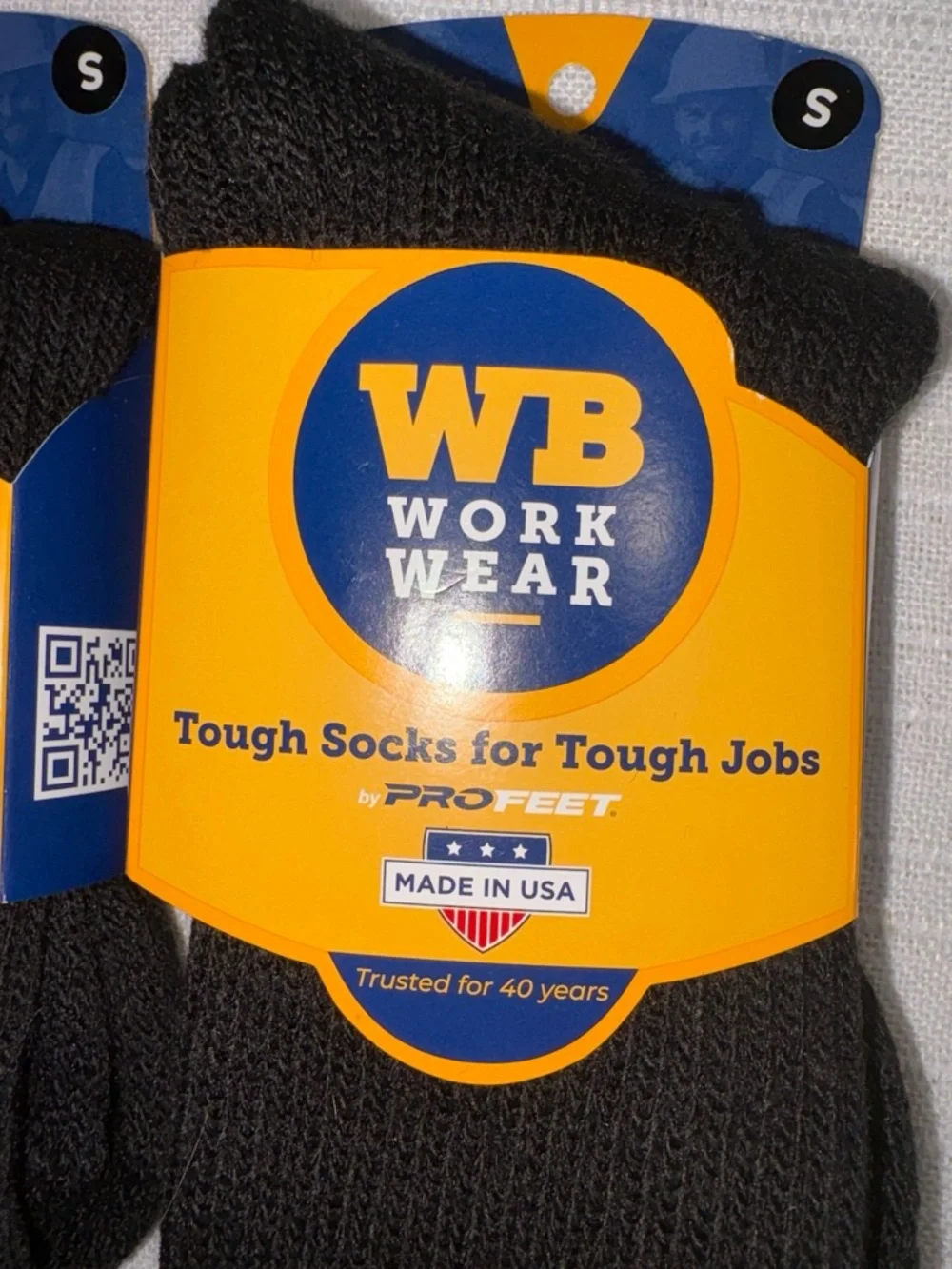 NWT Wilson Brown WB Workwear Heavy Duty Boot Socks Black 2 Pack Size S